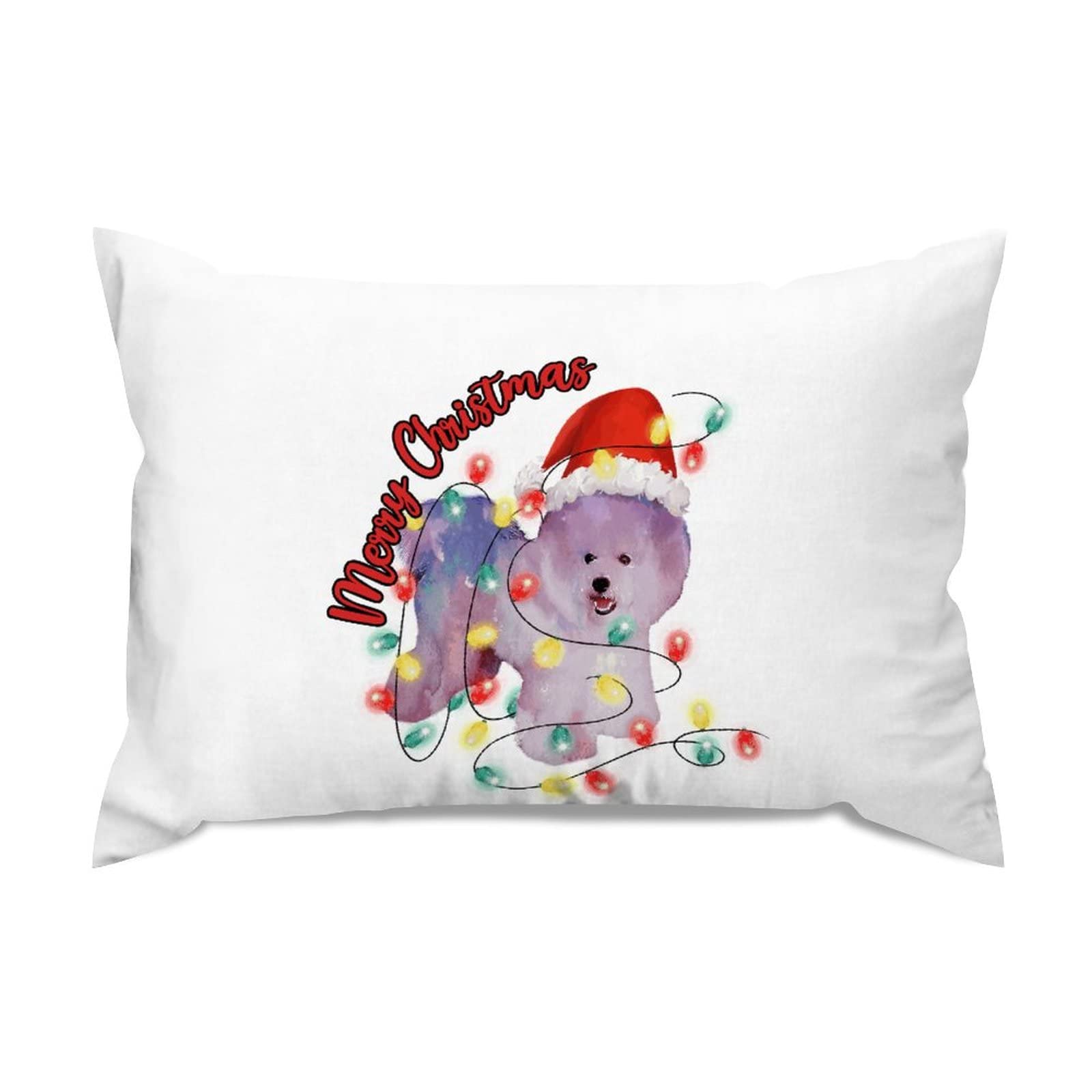 Dutch Shepherd Dog Christmas Tree Lights Throw Pillow Covers, Dog Mom