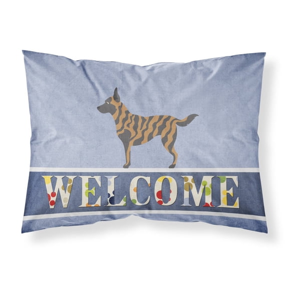 Dutch Shepherd Welcome Fabric Standard Pillowcase Blue