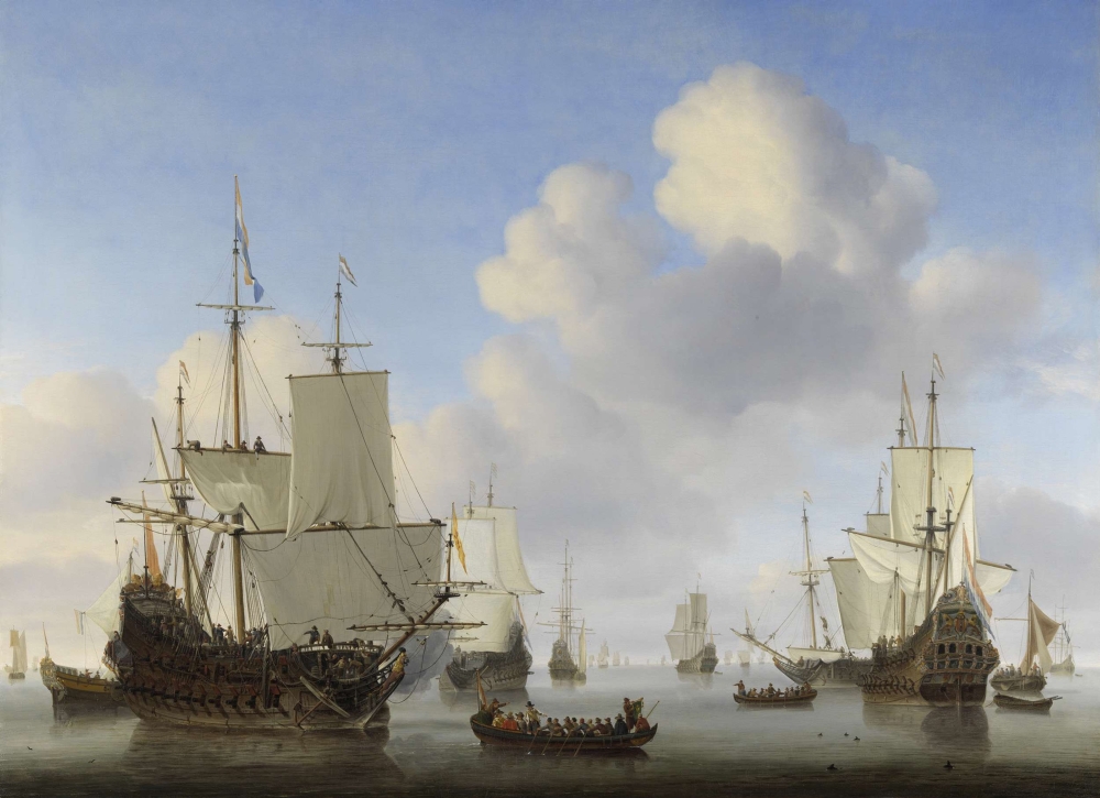 Dutch Ships In A Calm Canvas Art -  (24 x 18)