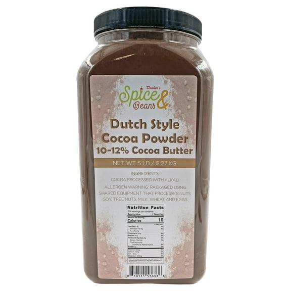 Dutch Style Cocoa Powder by Dasher's Spice & Beans | 100% Cocoa Powder | Unsweetened | 5 lb. Container