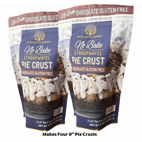 Dutch Waffle Company No Bake Stroopwafel Pie Crust, Gluten-Free, Chocolate (2) 1 lb. pouches. Makes (4) 9" Pie Crusts