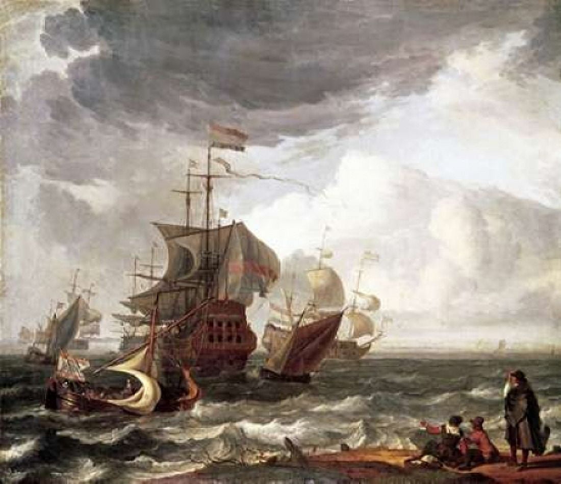 Dutch Warships Canvas Art - Ludolf Backhuysen (24 x 24)