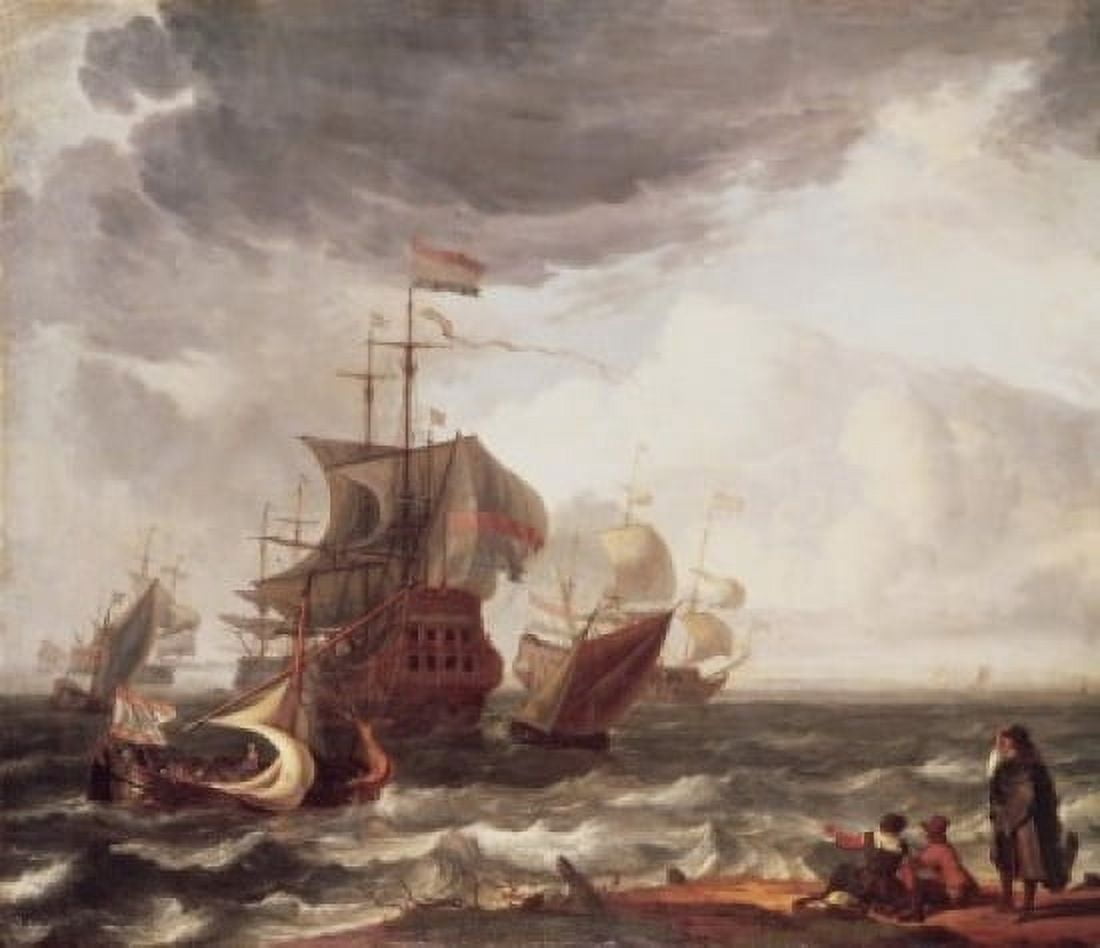 Dutch Warships Ludolf Backhuysen (1631-1708 Dutch) Canvas Art - Ludolf Backhuysen (24 x 36)