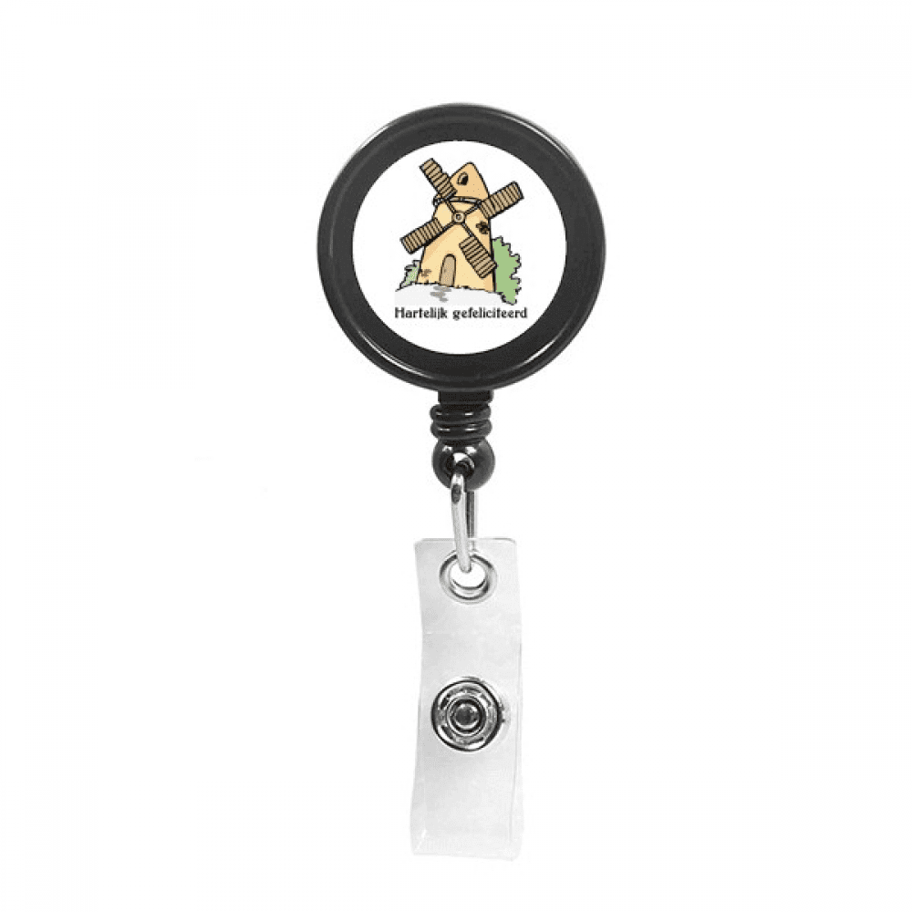 Dutch Windll Landscape Birthday Retractable Keychain Badge Holder ID Badge