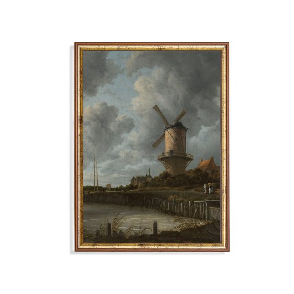 Dutch Windmill Landscape Print Poster 17th Century Vintage, Size 8x12 UNFFRAMED F03.1.7l1106