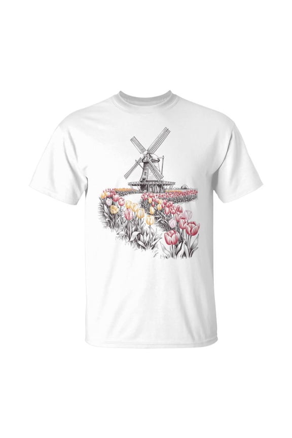 Dutch Windmill Tulip Flower Holland Netherlands Souvenir T-Shirt