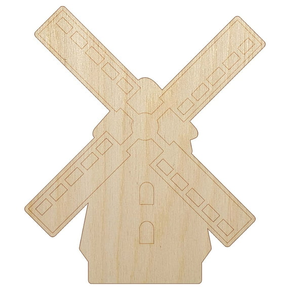 Dutch Windmill Wood Shape Unfinished Piece Cutout Craft DIY Projects - 6.25 Inch Size - 1/8 Inch Thick