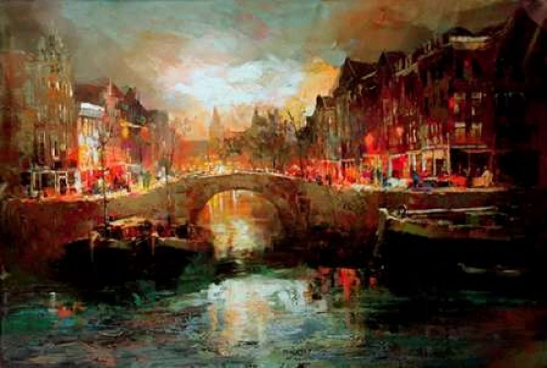 Dutch city scene Canvas Art - Willem Haenraets (20 x 28)