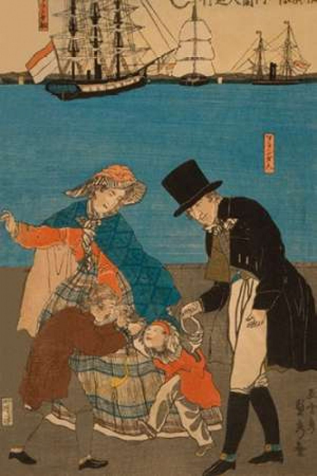 Dutch people taking a Sunday walk in Yokohama (Yokohama kyujitsu - Orandajin yuko) 1871 Canvas Art - Sadahide Utagawa (12 x 18)