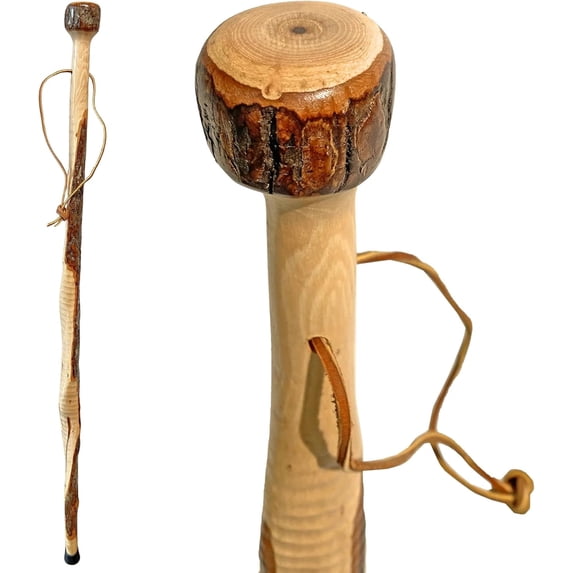 DutchCrafters 36" Twisted Carved Solid Wood Knob Handle Walking Cane, Wooden Walking Sticks for Men with Leather Wrist Strap, Rubber Foot for Men, Women, Seniors - Amish American Made
