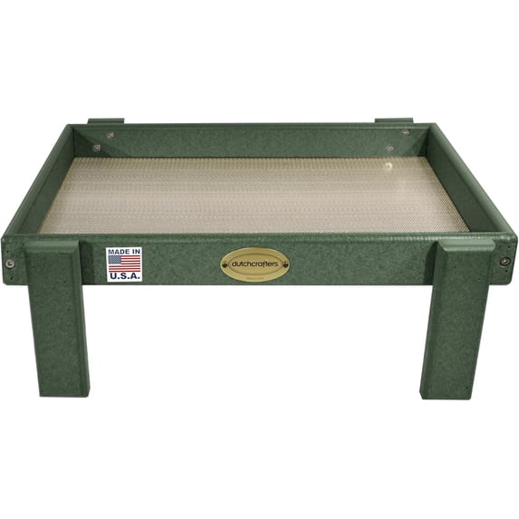 DutchCrafters Amish American Made Platform Bird Feeder, Free Standing Ground Bird Feeders for Outdoors, with Raised Seed Tray for Wild Birds, Chicken, Squirrel, Gift for Birdwatchers (Turf Green)