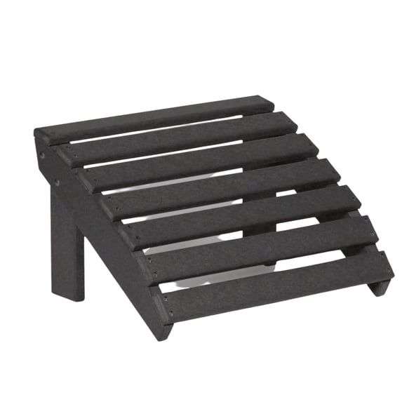Amish-Made HDPE Poly Adirondack Ottoman Outdoor Footrest, Made in USA (Black)