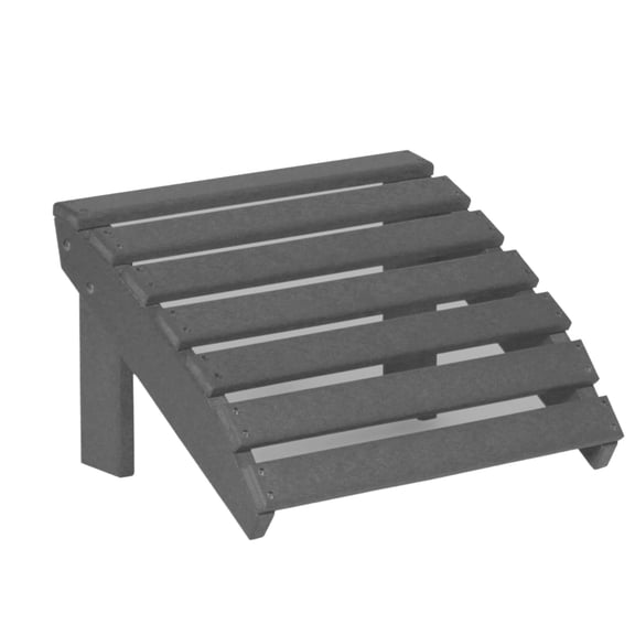 Amish-Made HDPE Poly Adirondack Ottoman Outdoor Footrest, Made in USA (Dark Gray)