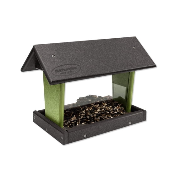 Amish-Made Mini Hopper Hanging Poly Bird Feeder, Black & Lime