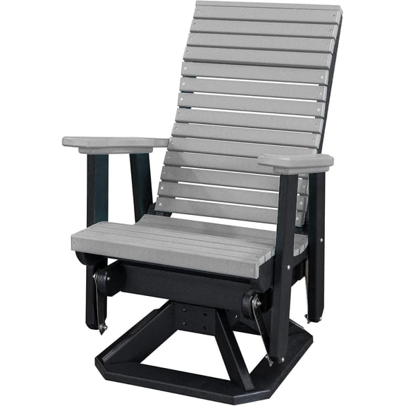 DutchCrafters Modern Horizontal Slat High Back Poly Adirondack Swivel Glider Outdoor Patio Chair