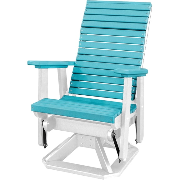 DutchCrafters Modern Horizontal Slat High Back Poly Adirondack Swivel Glider Outdoor Patio Chair