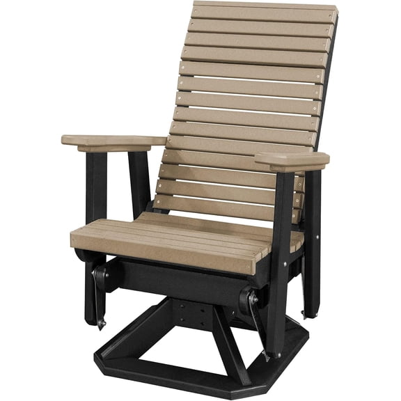 DutchCrafters Modern Horizontal Slat High Back Poly Adirondack Swivel Glider Outdoor Patio Chair