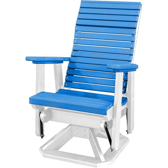 DutchCrafters Modern Horizontal Slat High Back Poly Adirondack Swivel Glider Outdoor Patio Chair