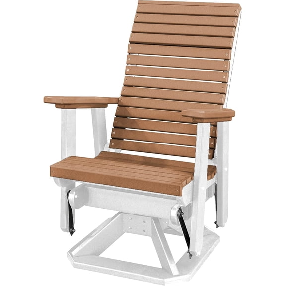 DutchCrafters Modern Horizontal Slat High Back Poly Adirondack Swivel Glider Outdoor Patio Chair