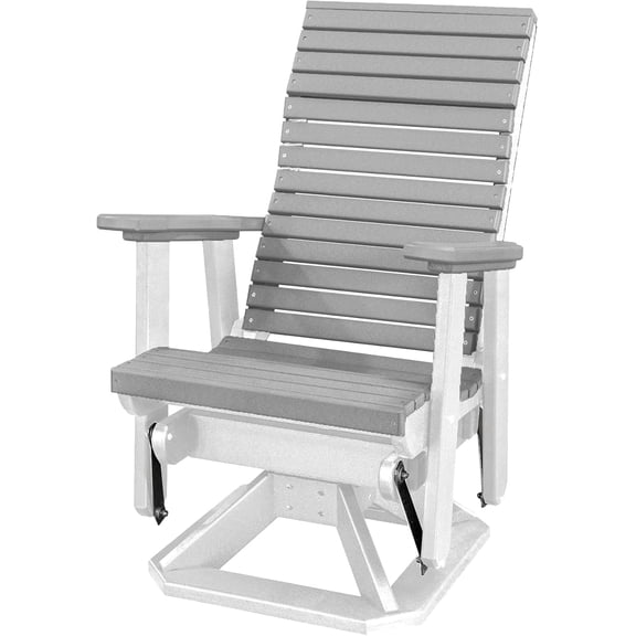 DutchCrafters Modern Horizontal Slat High Back Poly Adirondack Swivel Glider Outdoor Patio Chair