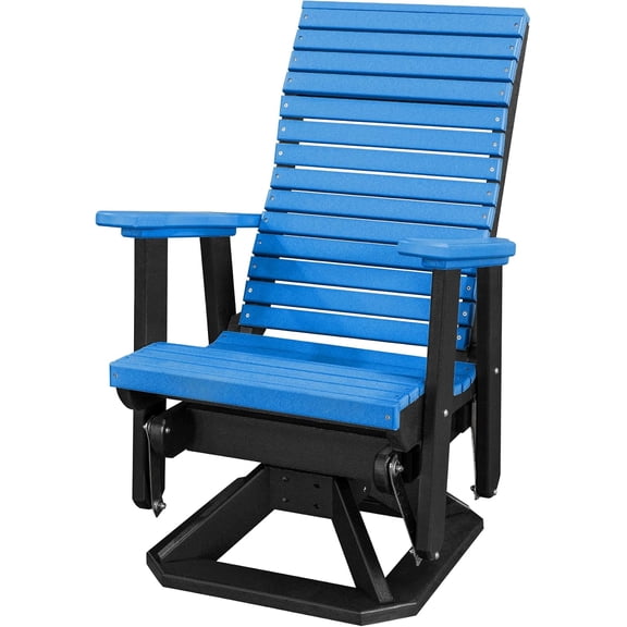 DutchCrafters Modern Horizontal Slat High Back Poly Adirondack Swivel Glider Outdoor Patio Chair