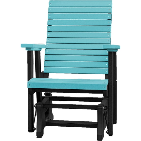 DutchCrafters Modern Horizontal Slat High Back Poly Glider Outdoor Patio Chair
