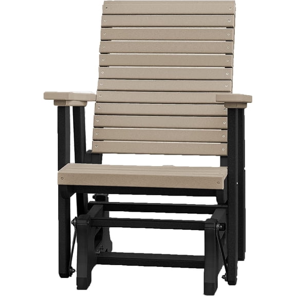 DutchCrafters Modern Horizontal Slat High Back Poly Glider Outdoor Patio Chair