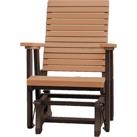DutchCrafters Modern Horizontal Slat High Back Poly Glider Outdoor Patio Chair
