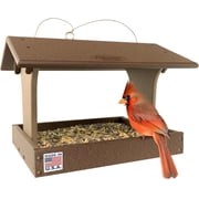 DutchCrafters Plastic Poly Covered Roof Hanging Fly Through Bird Feeder Open Side Platform Seed Tray for Outdoor Garden - Amish American Made in USA