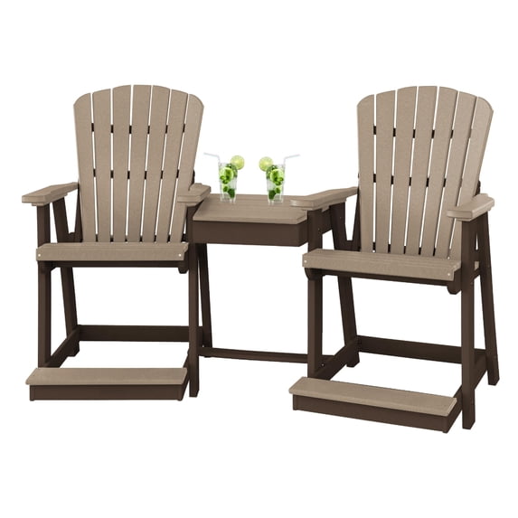 DutchCrafters Plastic Poly Outdoor Bistro Set with 2 Chairs and Attached Center Table, 3 Piece Patio Furniture Set - Amish Made in USA