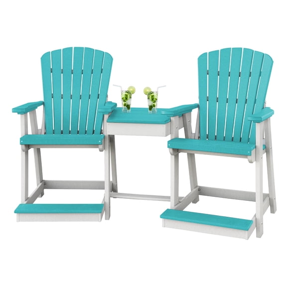 DutchCrafters Plastic Poly Outdoor Bistro Set with 2 Chairs and Attached Center Table, 3 Piece Patio Furniture Set - Amish Made in USA