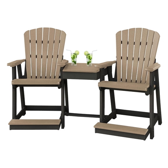 DutchCrafters Plastic Poly Outdoor Bistro Set with 2 Chairs and Attached Center Table, 3 Piece Patio Furniture Set - Amish Made in USA