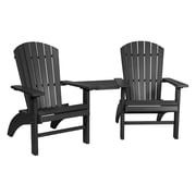 DutchCrafters Poly Double Adirondack Chair Set with Center Table Black