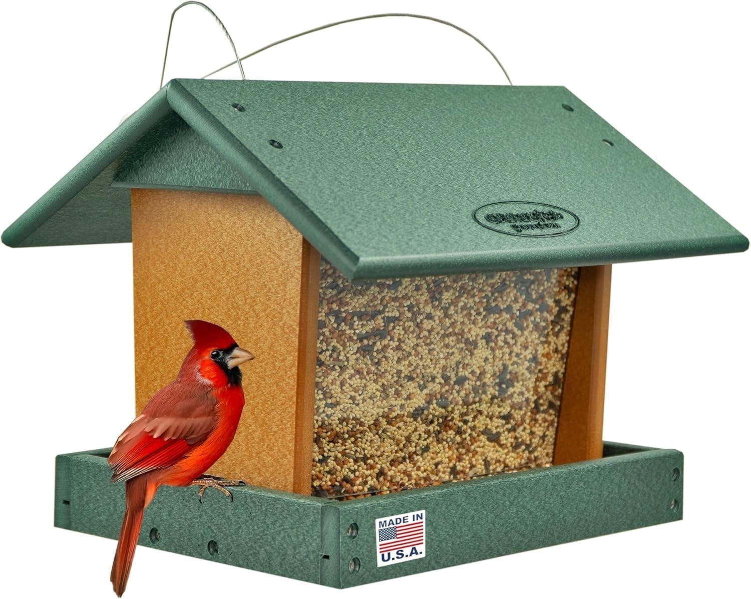 DutchCrafters Poly Hanging Hopper Bird Feeder, Large Hanging Bird Feeder for Outside, Outdoors - Amish American Made