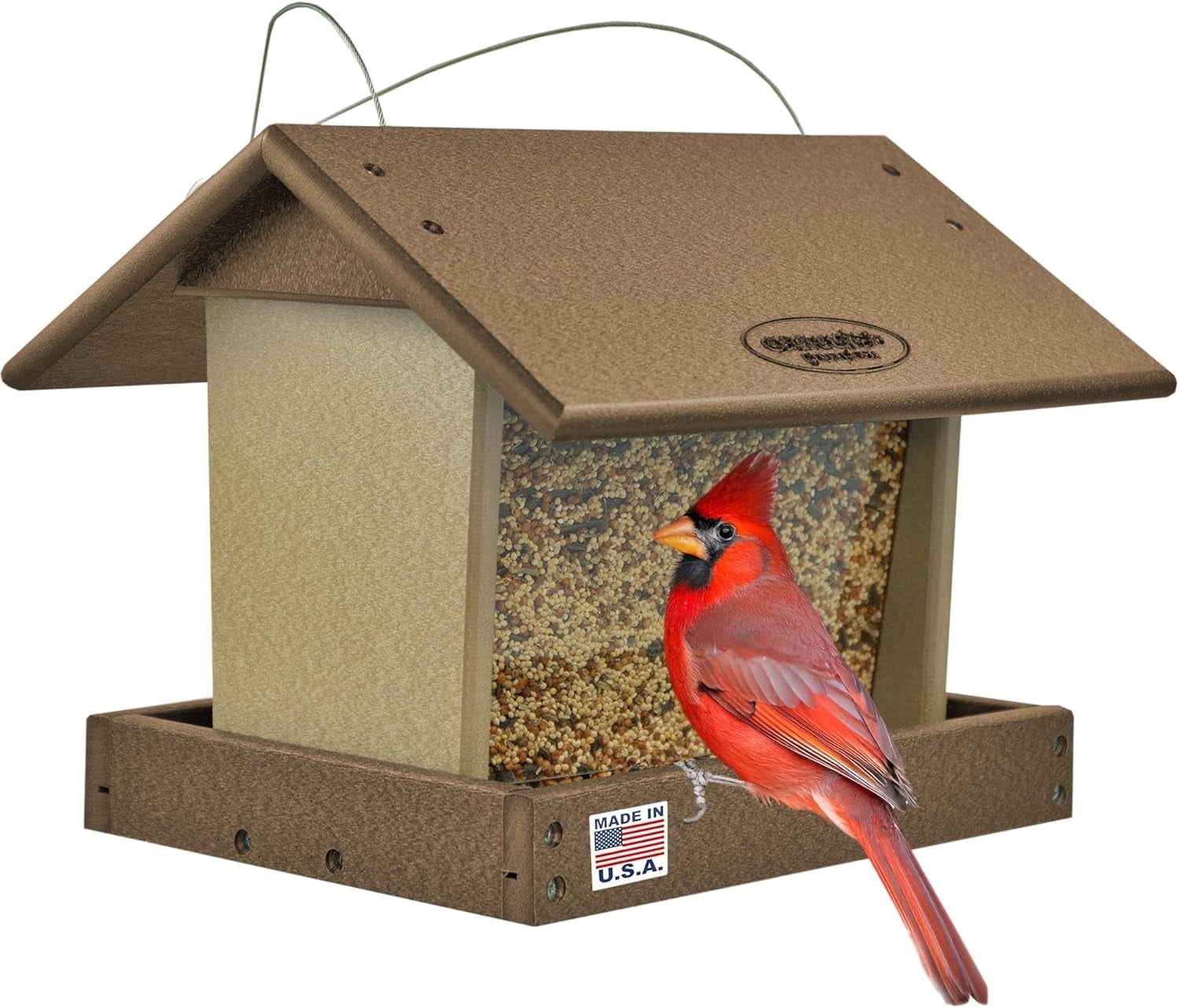 DutchCrafters Poly Hanging Hopper Bird Feeder, Large Hanging Bird Feeder for Outside, Outdoors - Amish American Made