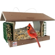 DutchCrafters Poly Hanging Large Hopper Bird Feeder with Two Suet Cake Holder Cages, Durable Long Lasting - Amish American Made in USA