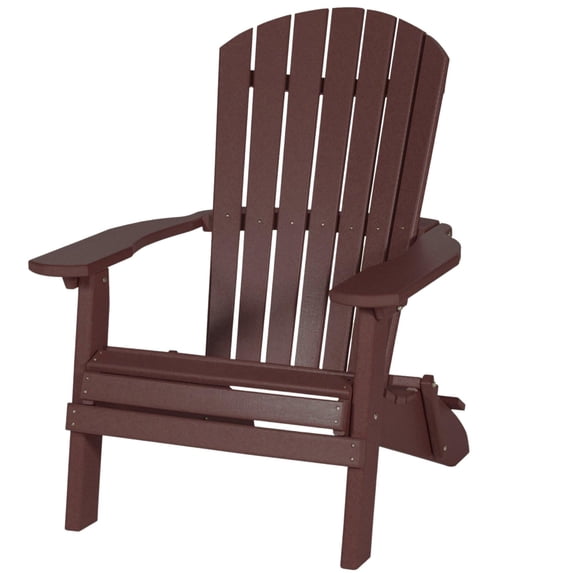 Amish-Made Recycled Poly Folding Adirondack Chair with Arms (Burgundy)