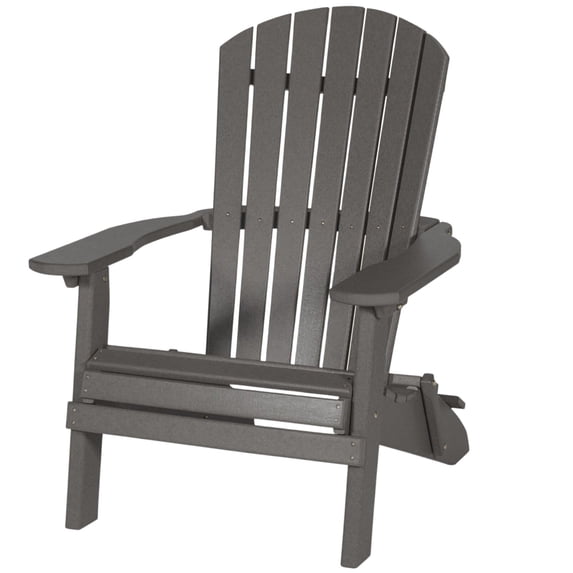 Amish-Made Recycled Poly Folding Adirondack Chair with Arms (Dark Gray)