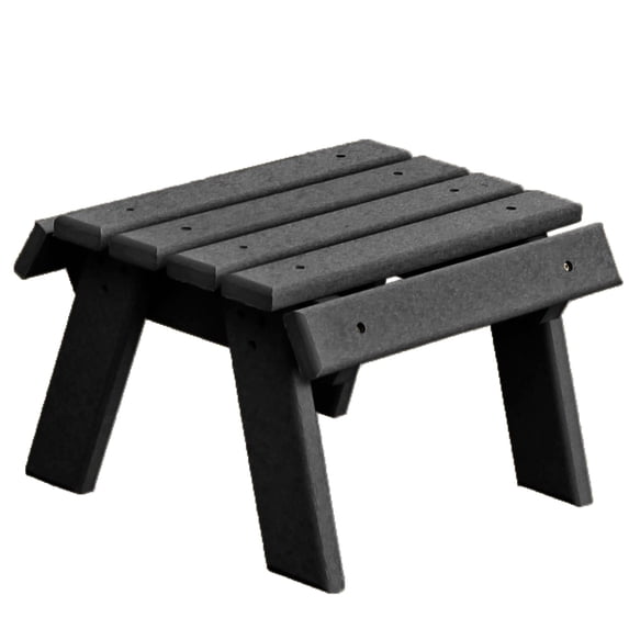 Amish-Made Recycled Poly Outdoor Footstool with Stainless Steel Hardware (Black)
