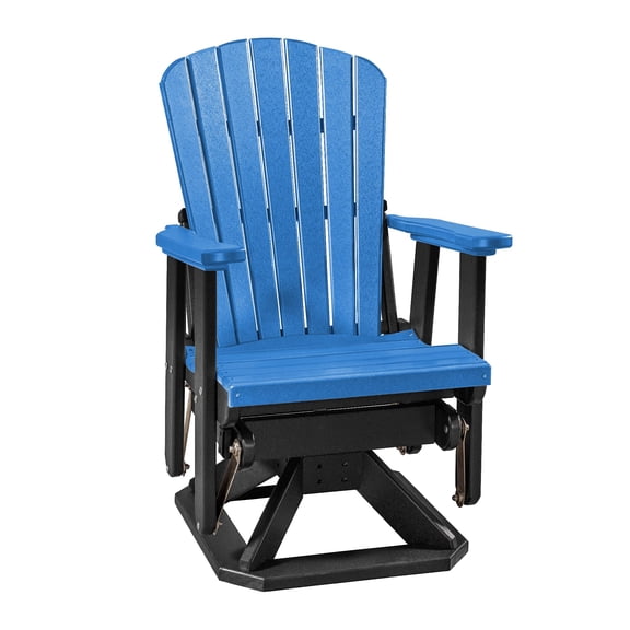 DutchCrafters Slat Fan Back Poly Adirondack Swivel Glider Outdoor Patio Chair