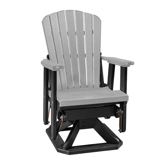 DutchCrafters Slat Fan Back Poly Adirondack Swivel Glider Outdoor Patio Chair