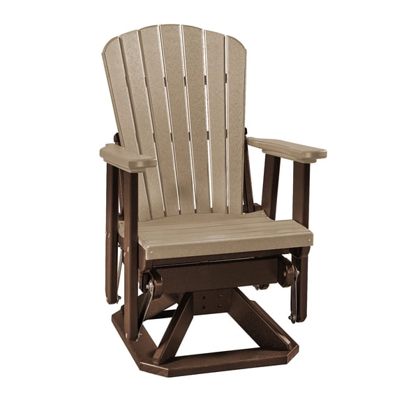 DutchCrafters Slat Fan Back Poly Adirondack Swivel Glider Outdoor Patio Chair