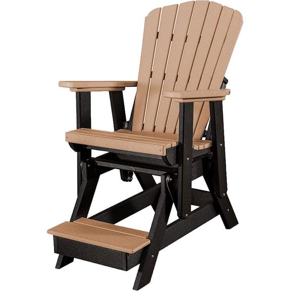 DutchCrafters Slat Fan Back Poly Balcony Adirondack Glider with Footrest Outdoor Patio Chair