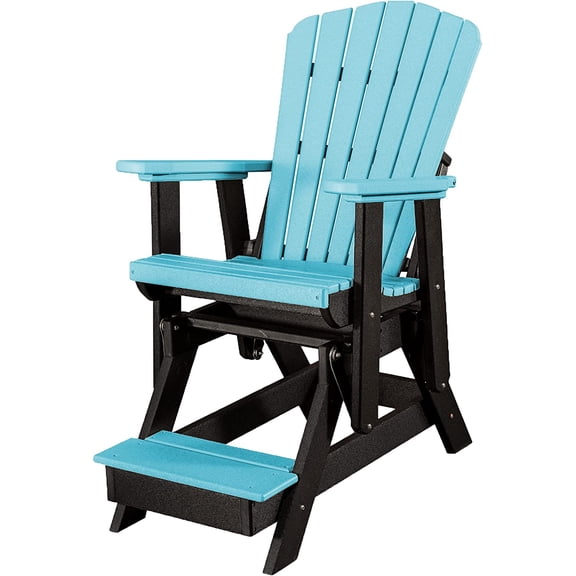 DutchCrafters Slat Fan Back Poly Balcony Adirondack Glider with Footrest Outdoor Patio Chair