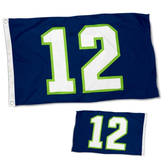 Dutern Double Sided 12th Man Blue Flag Banner 3 Ply with Brass Grommets 2x3 Feet