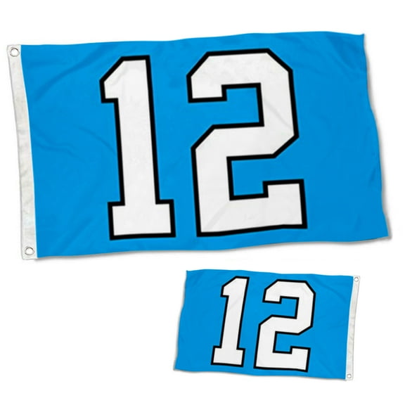 Dutern Double Sided 12th Man Light Blue Flag Banner 3 Ply with Brass Grommets 12x18 Inch