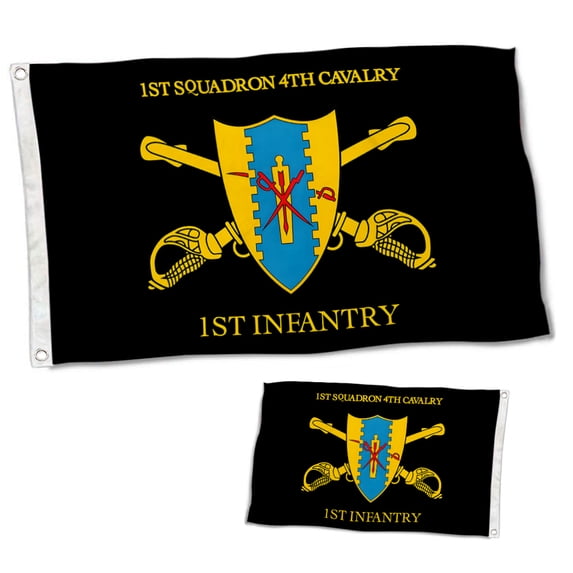 Dutern Double Sided 1st Squadron 4th Cavalry Flag Banner 3 Ply with Brass Grommets 2x3 Feet