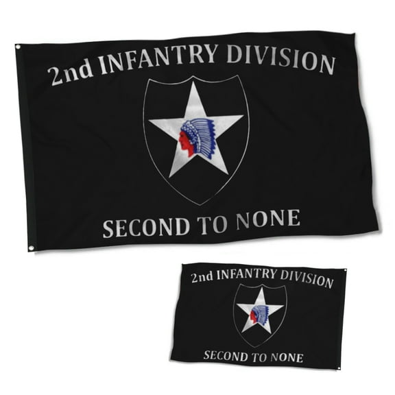Dutern Double Sided 2nd Infantry Division Second to None Military Flag Banner 3 Ply with Brass Grommets 12x18 Inch