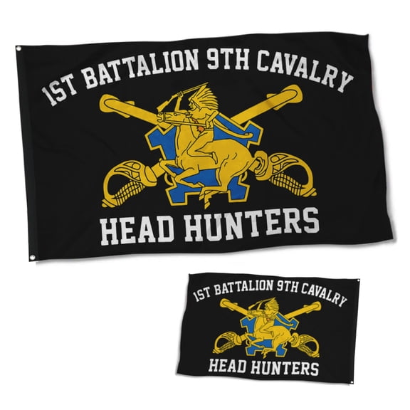 Dutern Double Sided 9th Cavalry Head Hunters Flag Banner 3 Ply with Brass Grommets 3x5 Feet