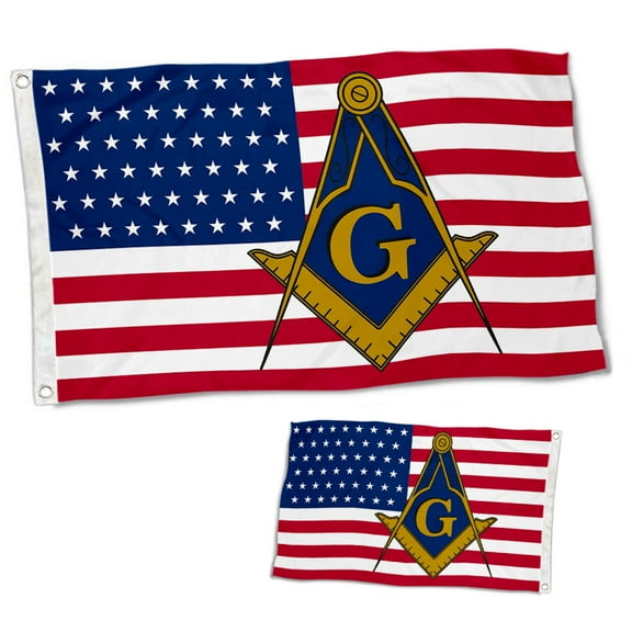 Dutern Double Sided America Masonic Flag Banner 3 Ply with Brass Grommets 2x3 Feet